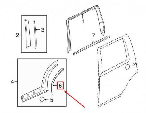 Rear Left Door Lower Molding Seal 3